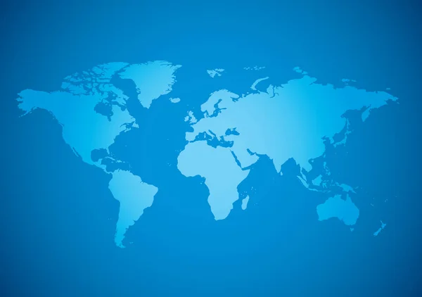 Голубой фон с картой мира - вектор с радиальным градиентом — стоковый вектор