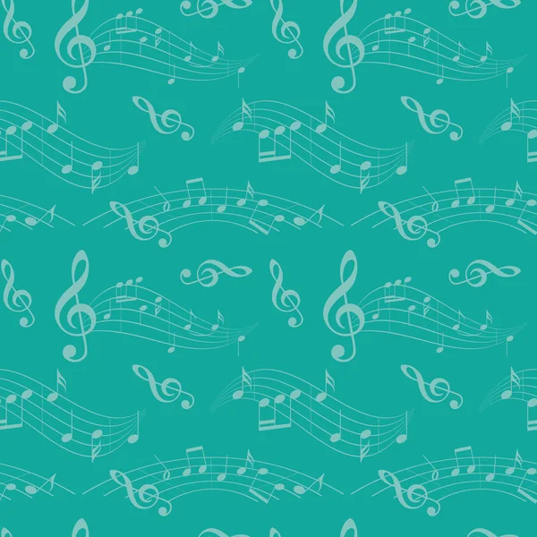 Motif sans couture avec des notes de musique ondulées - fond d'aigue-marine vecteur — Image vectorielle