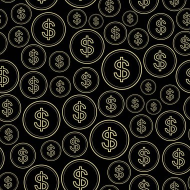 siyah arka plan ile dolar - vektör seamless modeli