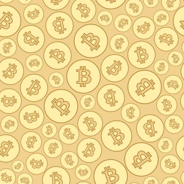 bitcoins - altın vektör arka plan ile Seamless Modeli