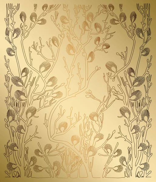 Bahar dalları ve degrade ışık altın vektör arka plan