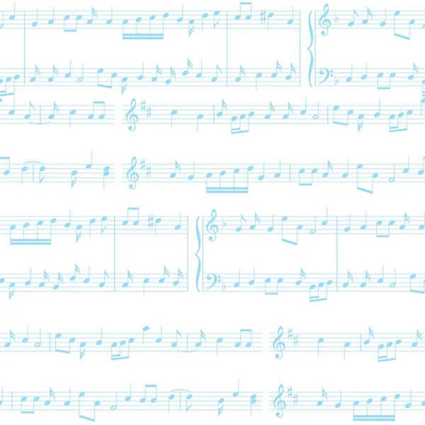 Vector háttér - fehér és kék varrat nélküli mintát zenei jegyzetek — Stock Vector