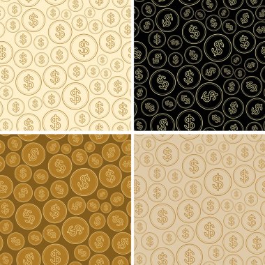 arka planlar ile dolar - vektör Doları sorunsuz desenleri kümesi
