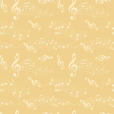 dalgalı müzik notları - hafif bej vektör arka plan ile Seamless Modeli