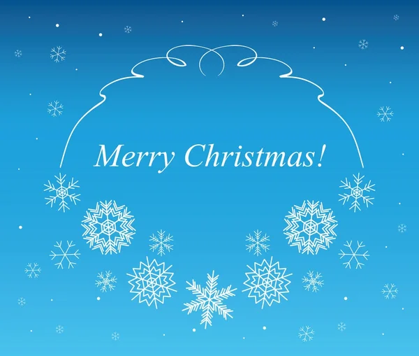 Cartão postal vetor azul claro com flocos de neve - Feliz Natal — Vetor de Stock