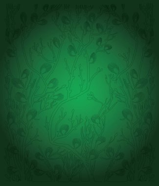 yeşil dallar ve degrade yeşil vektör arka plan