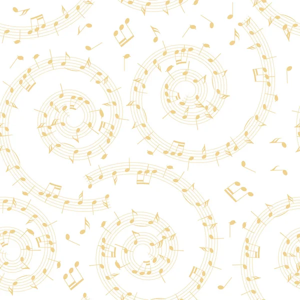 Fond vectoriel blanc et beige avec spirale - motif sans couture avec notes de musique — Image vectorielle