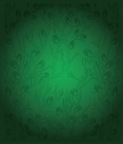 Зеленый векторный фон с зелеными ветвями и градиентом — стоковый вектор