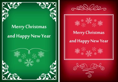 yeşil ve kırmızı tebrik kartları Noel - vektör çerçeveler için