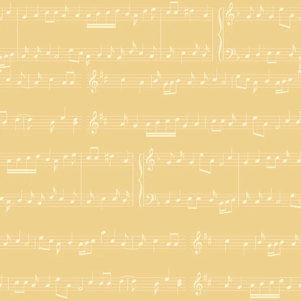Vector de fondo - patrón transparente beige claro con notas de música — Vector de stock