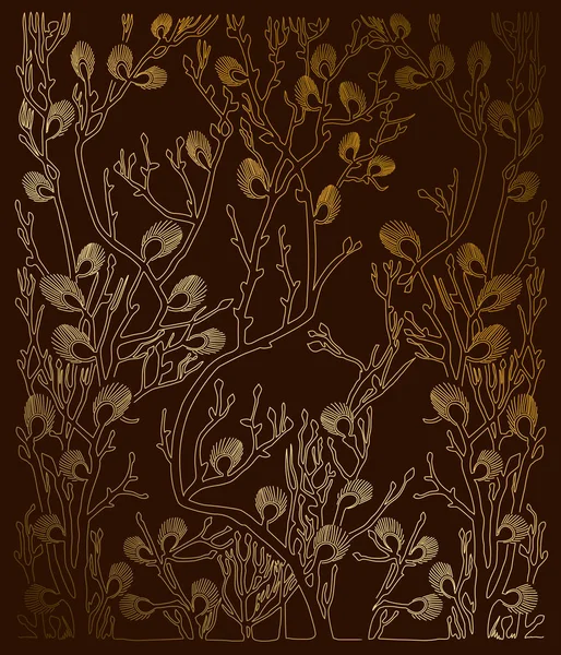 koyu arka plan altın bahar dalları ile - vektör