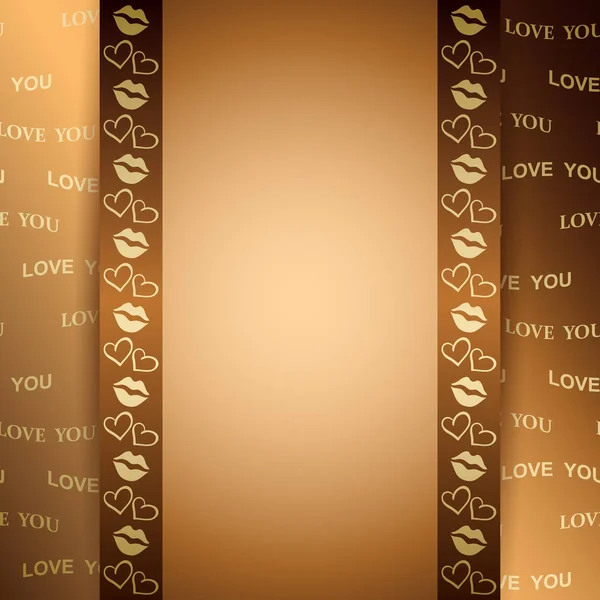 Gouden achtergrond voor de dag van de Valentijnskaart met tekst - vector hou van je — Stockvector