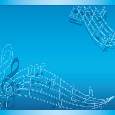 mavi arka plan ile müzik notları - vektör el ilanı