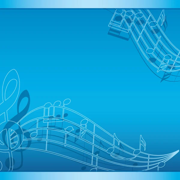 Fondo azul con notas musicales - folleto vectorial — Vector de stock