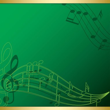 parlak yeşil arka plan ile müzik notları - vektör el ilanı