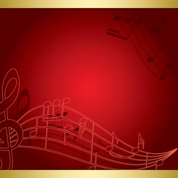 Sfondo rosso scuro con note musicali - volantino musicale vettoriale — Vettoriale Stock