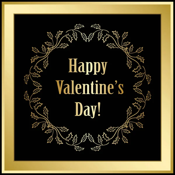 ゴールドと黒のベクトルの背景 - 幸せなバレンタインの日 — ストックベクタ