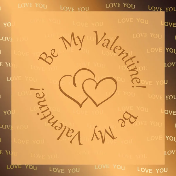 Golden vector background with hearts - be my valentine — Stock Vector
