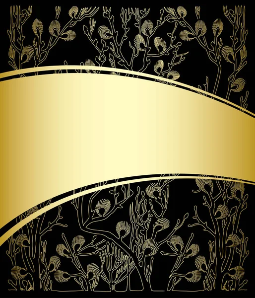 Or et fond noir avec motif floral - vecteur — Image vectorielle