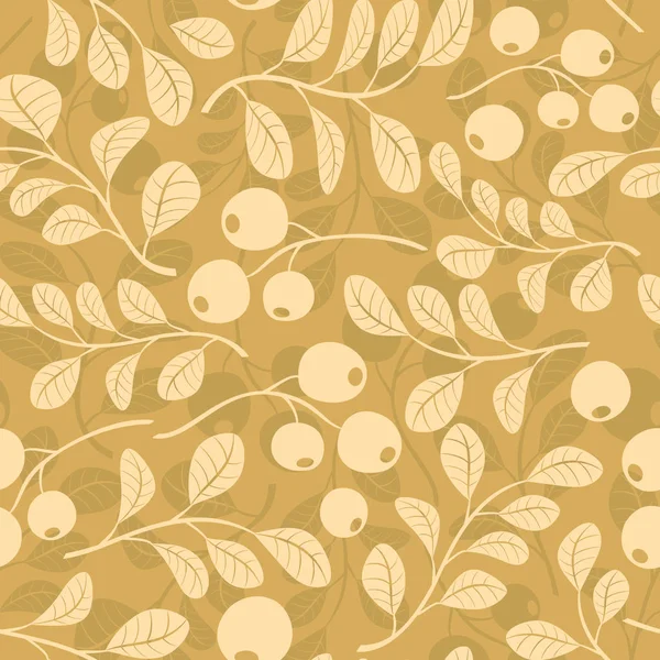 Fond floral beige avec des branches - vecteur sans couture — Image vectorielle