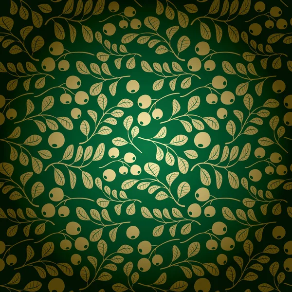 Or et fond vectoriel vert - motif floral — Image vectorielle