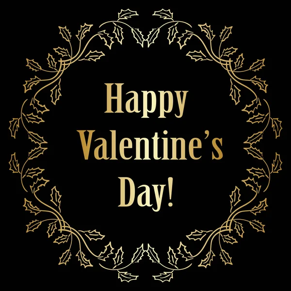 Fondo vector negro con decoraciones de oro - feliz día de San Valentín — Vector de stock