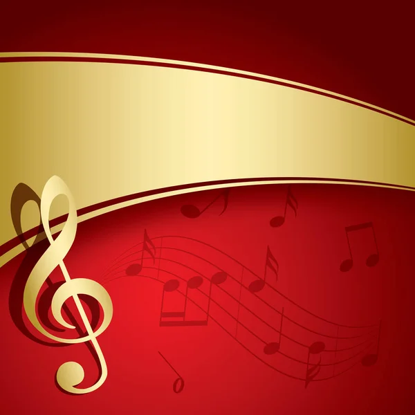 Fondo rojo con decoraciones de oro - volante de música vectorial — Archivo Imágenes Vectoriales