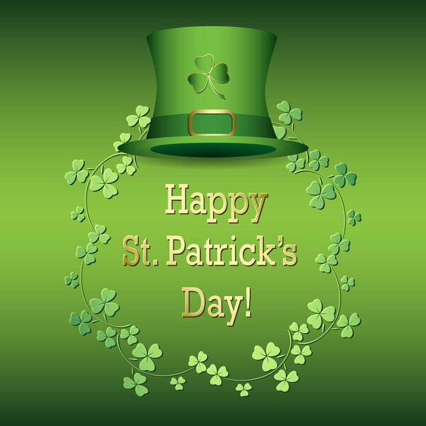 saint patricks day - green vector background with hat