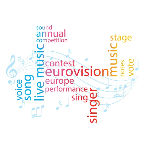 Renk kelime kolaj - eurovision şarkı yarışması - vektör — Stok Vektör