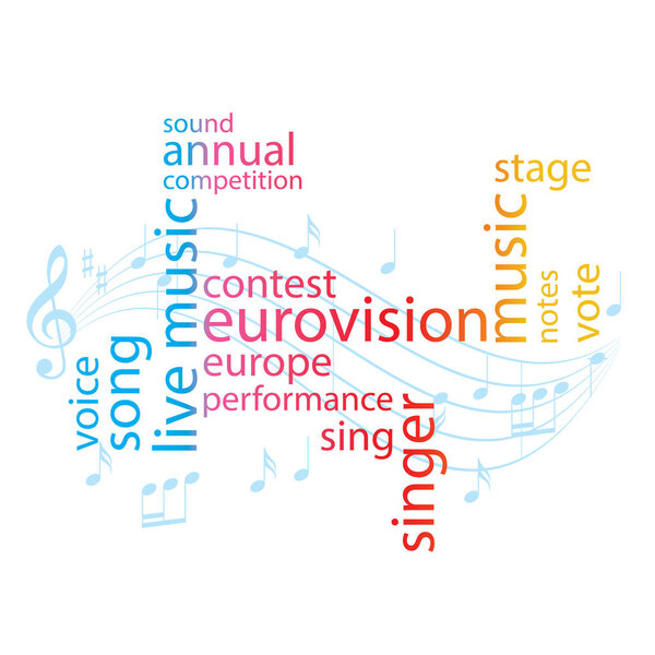 color word collage - eurovision song contest - vector