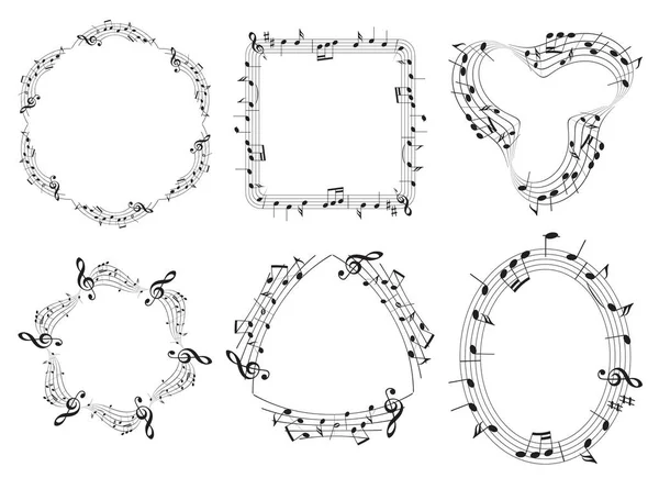 Conjunto de marcos vectoriales musicales con notas musicales — Vector de stock