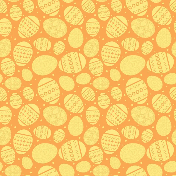 Orange Ostern nahtlose Muster mit gelb dekorierten Ostereiern - Vektor — Stockvektor