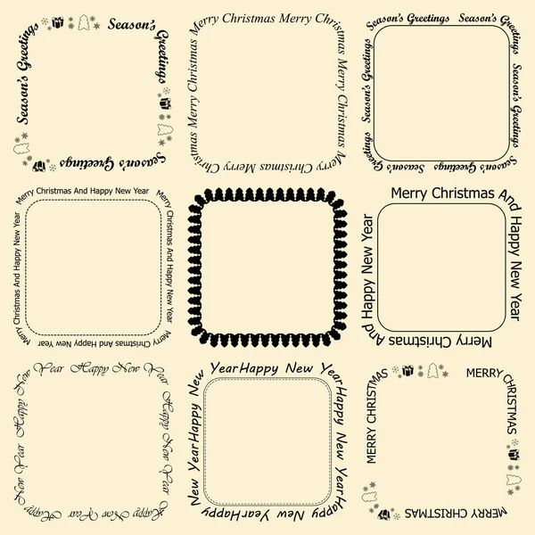 Векторные квадратные декоративные рамки для рождественских праздников — стоковый вектор