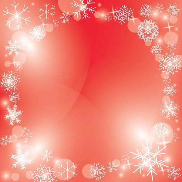 有雪花的红色圣诞背景 冬季框架矢量 — 图库矢量图片