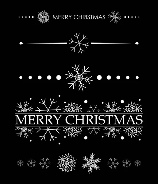 Decoraciones blancas con copos de nieve - Feliz Navidad - conjunto de vectores — Archivo Imágenes Vectoriales