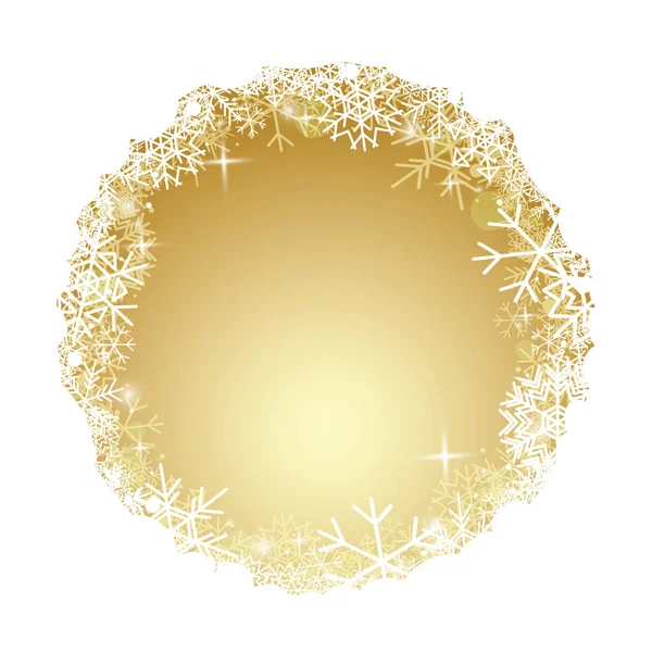 Witte en gouden vector achtergrond met decoratieve sneeuwvlokken in frame voor kerstvakantie — Stockvector