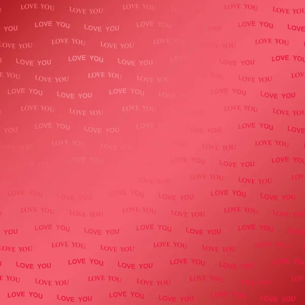 Abstract helder rood achtergrond voor Valentijnsdag met verloop - golvende tekst hou van je — Stockvector