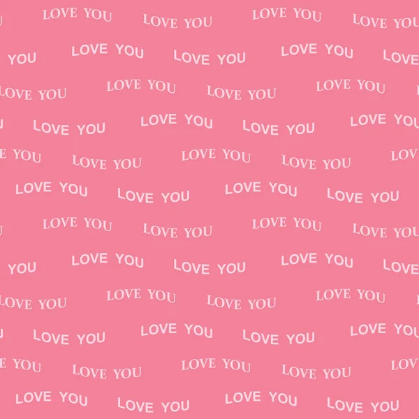 Pink seamless vector background for valentine's day - love you — 스톡 벡터
