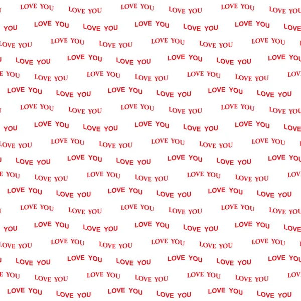 Λευκό απρόσκοπτη διανυσματικό μοτίβο για την ημέρα του Αγίου Βαλεντίνου - κόκκινο κυματιστό κείμενο σας αγαπώ — Διανυσματικό Αρχείο