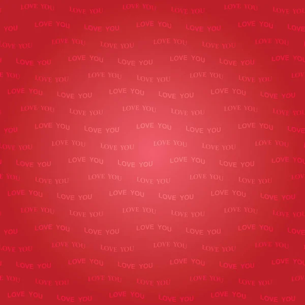 バレンタインデーのための赤いベクトルの背景-赤い波状のテキストの愛あなたに放射状のグラデーション — ストックベクタ