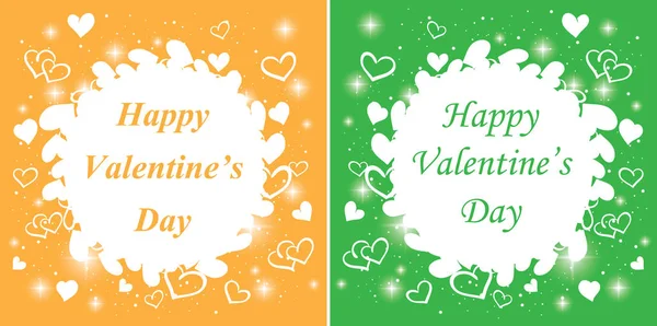 Color valentine's cards with hearts and sparks - vector backgrounds — 스톡 벡터