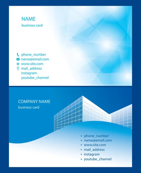 Blue White Business Cards Vector Backgrounds Abstractions Modern Buildings — Stock Vector