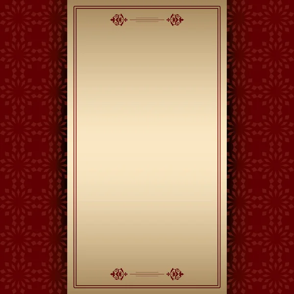 Золотий Темно Червоний Векторний Фон Рамкою Орнаментом — стоковий вектор