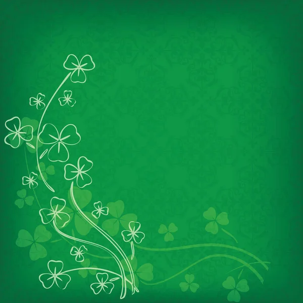 Bright Green Background Vintage Pattern Clovers Patrick Day Vector — Stock Vector