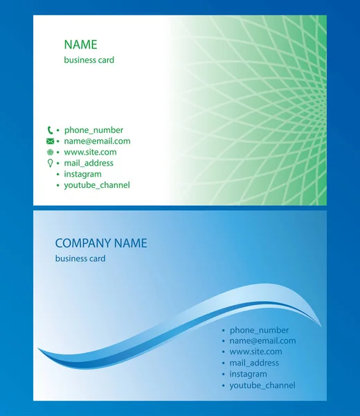 Vector Backgrounds Abstractions Green Blue Business Cards — Stock Vector