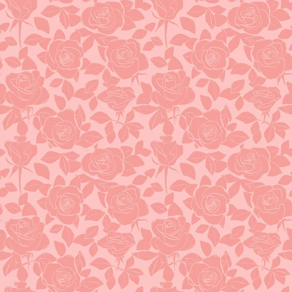 Dekorative Rosa Nahtlose Muster Mit Rosen Und Blättern Vektor Floralen — Stockvektor