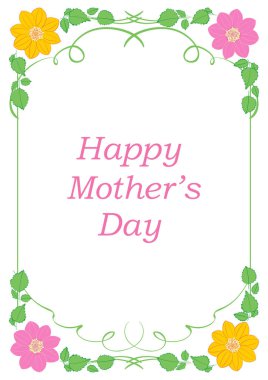 Çiçekli ve dekoratif çerçeveli vektör tebrik kartı. Anneler Günün kutlu olsun. 