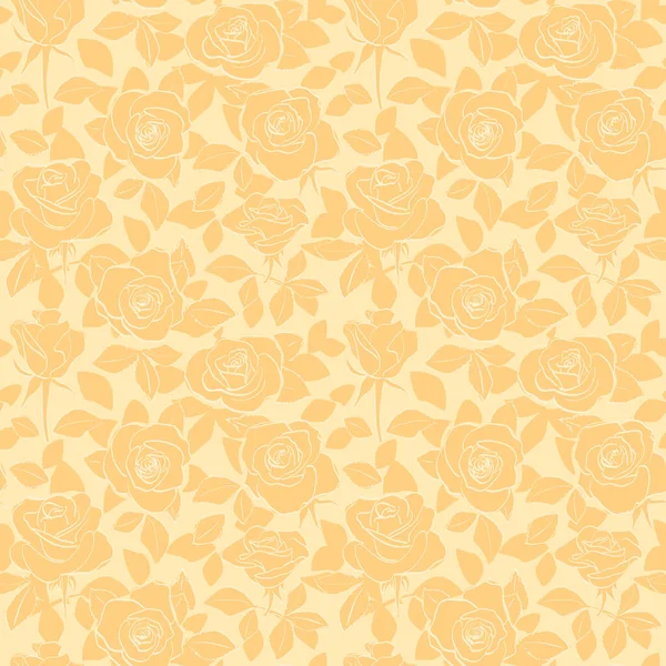 Dekorative Orange Nahtlose Muster Mit Rosen Und Blättern Vektor Floralen — Stockvektor