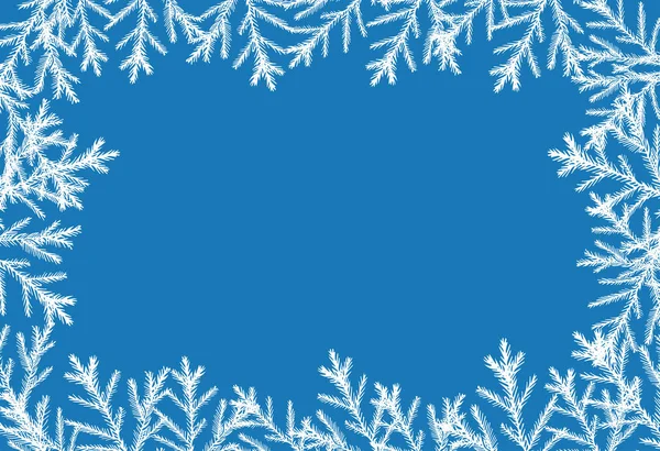 Fondo de Navidad azul horizontal con árboles de Navidad blancos — Vector de stock