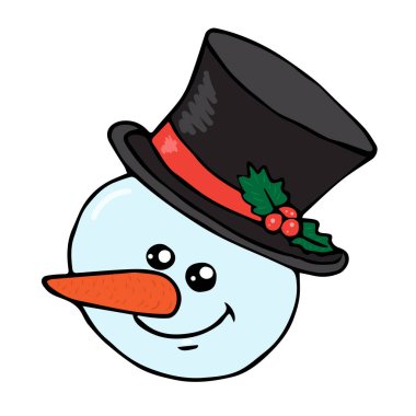 Beyaz arkaplanda kardan adam şapkası var.